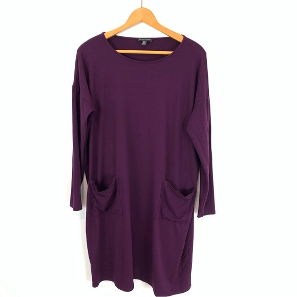 Eileen Fisher Tunic Jersey Knit Dress in Purple Size Medium - Picture 1 of 10